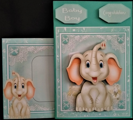 Baby Elephant Blues Card Front Kit by Margarette Blakeborough