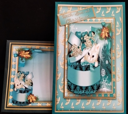 Kitty for Christmas - Layered Card Mini Kit by Margarette Blakeborough