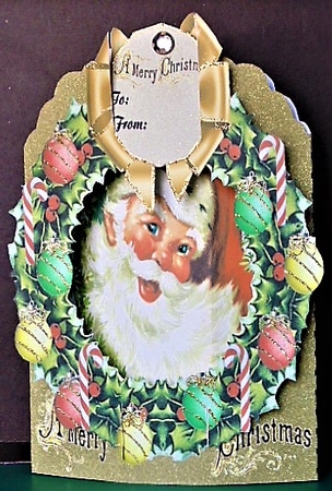 Santas Wreath Ring Front Card by Margarette Blakeborough
