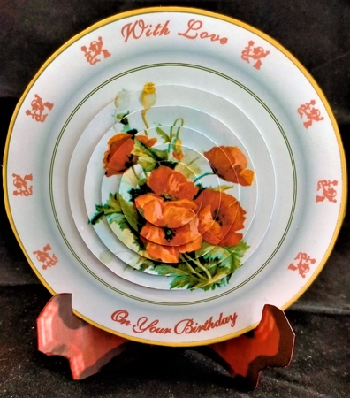 Poppies Plate Card & Stand with Pyramage by Margarette Blakeborough