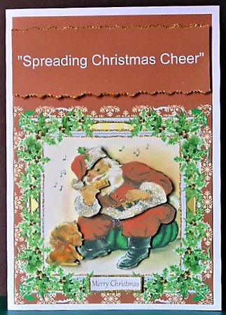 Vintage Christmas Santa 6x6ins Topper by Margarette Blakeborough