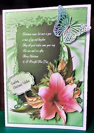 Christmas amaryllis quick card by Margarette Blakeborough