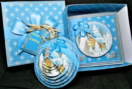 3D Bauble Card And Gift Box Christmas Church Kit.1  by Margarette Blakeborough