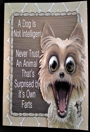 Dog Farts Humour 8x8 by Margarette Blakeborough