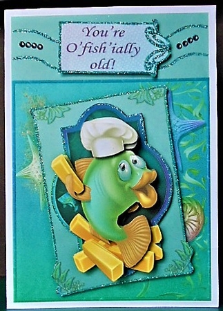 FISH AND CHIPS Humorous 7.5 Decoupage & Insert Mini Kit Various Occasions by Margarette Blakeborough
