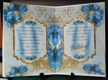 Blue Roses 80th Birthday Card by Margarette Blakeborough