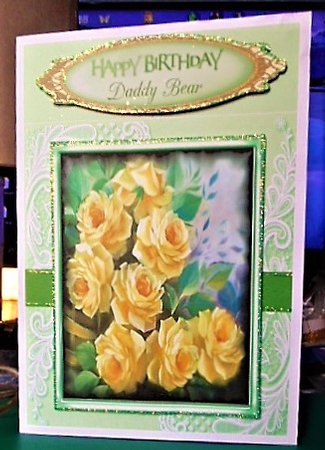 Beautiful Yellow  Roses on Corner lace  by Margarette Blakeborough
