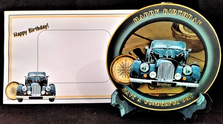 Vintage Car 3D Birthday Step by Step Plate Card by Margarette Blakeborough