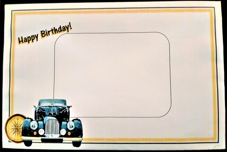 Vintage Car 3D Birthday Step by Step Plate Card by Margarette Blakeborough