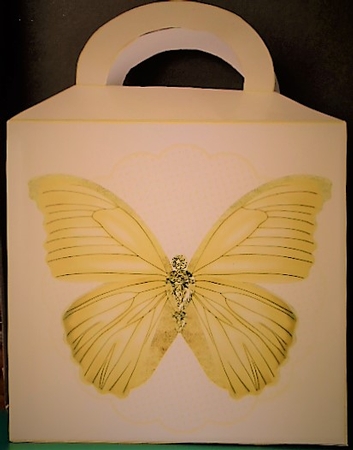 Hexagonal butterfly box and rocker card (lemon) by Margarette Blakeborough