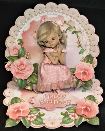 Sweet Little Pretty Peaches Scalloped Round Easel Card Mini Kit  by Margarette Blakeborough