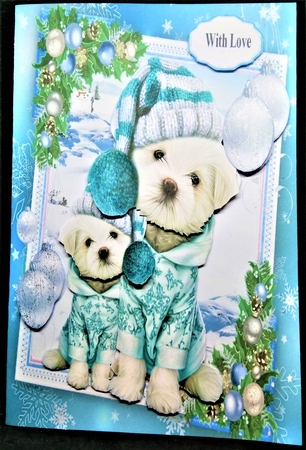 Gorgeous Pair Of Dogs In Winter Hats 8x8 Mini Kit by Margarette Blakeborough