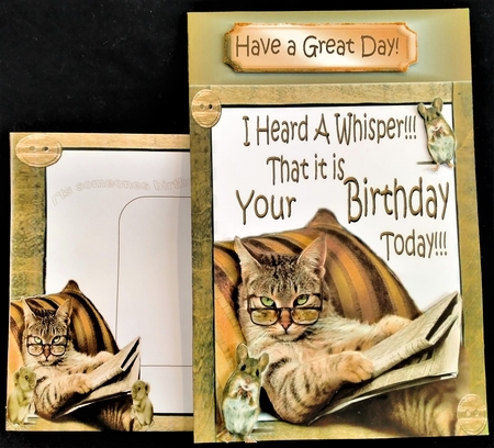 Lazy cat in armchair with little mouse 8x8 by Margarette Blakeborough