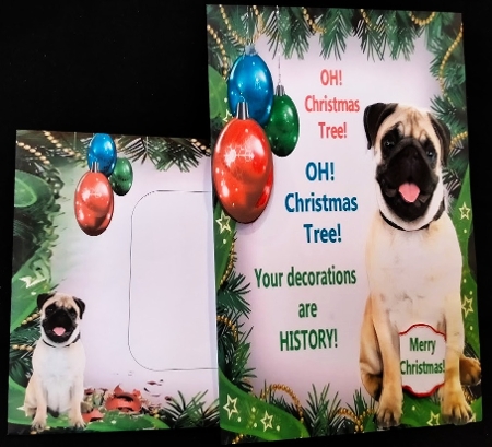 Oh Christmas Tree Humor Pug 8x8 by Margarette Blakeborough
