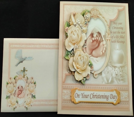 CHRISTENING TOES & ROSES 7.5 Decoupage & Inserts Bumper Kit by Margarette Blakeborough