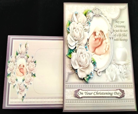 CHRISTENING TOES & ROSES 7.5 Decoupage & Inserts Bumper Kit by Margarette Blakeborough