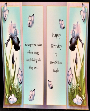 Lge DL Bearded Iris & Butterflies - Muted Purple by Margarette Blakeborough