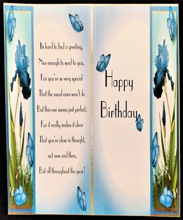 Bearded Iris & Butterflies - Cornflower Blue by Margarette Blakeborough
