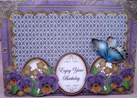 Purple Pansy Enjoy Your Birthday Large Dl Card Kit by Margarette Blakeborough
