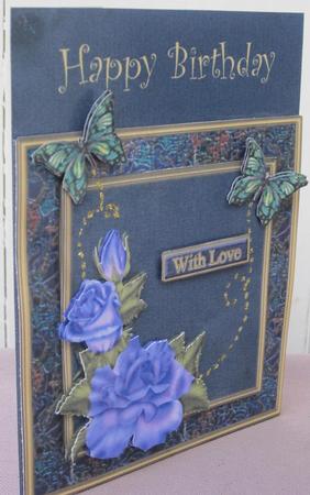 Blue Rose on a Rich Background by Margarette Blakeborough