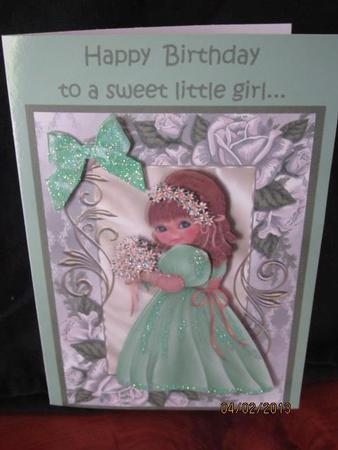 Little Flower Girl in Frame of White Roses A4 by Margarette Blakeborough