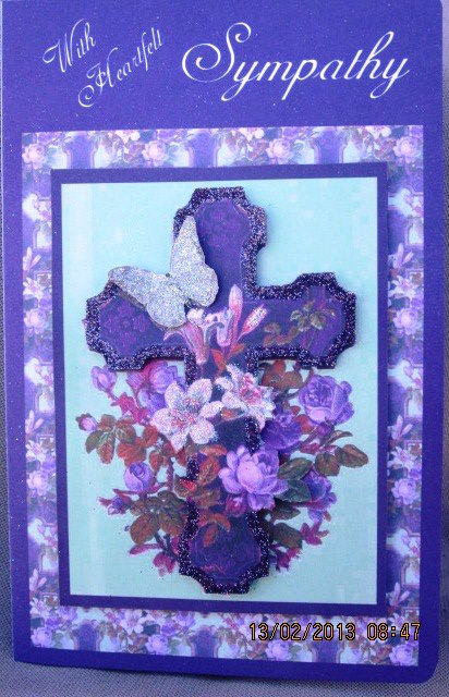 Cross with Flowers in Lilac by Margarette Blakeborough