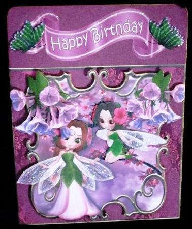 Playful Fairies in the Glenn in Ornate Frame 8x8 by Margarette Blakeborough