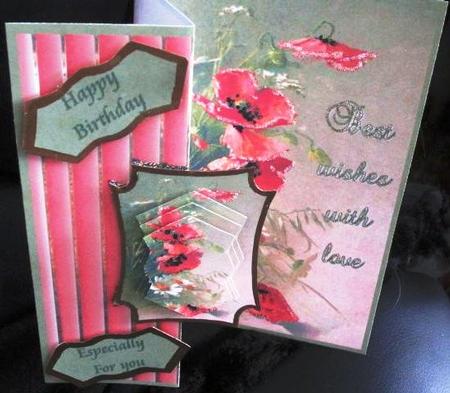 Poppy No Hole Fold Back Card with Topper and Pyramid Layers by Margarette Blakeborough