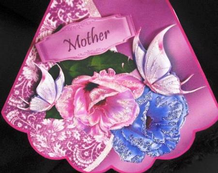 Pretty Pink and Lilac Flowers with Butterflies Rocker Card by Margarette Blakeborough