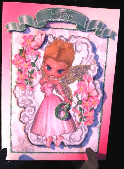 Pretty Faerie with Pink Blossoms Ond Butterflies A4 by Margarette Blakeborough