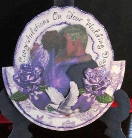 Wedding Day in Lilac with Roses and Dove Rocker Card by Margarette Blakeborough