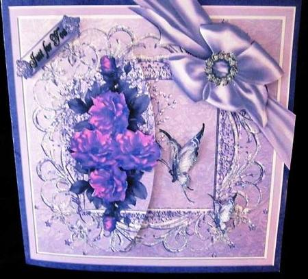 Lavender Roses and Bow by Margarette Blakeborough