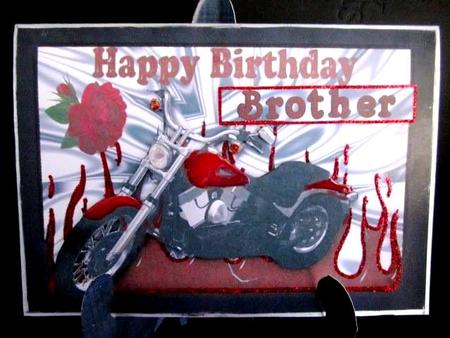 Red Motorbike with Silver Effect & Red Rose A4 by Margarette Blakeborough