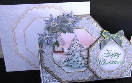 Snow Tree Happy Christmas Double Octagon Card Kit by Margarette Blakeborough