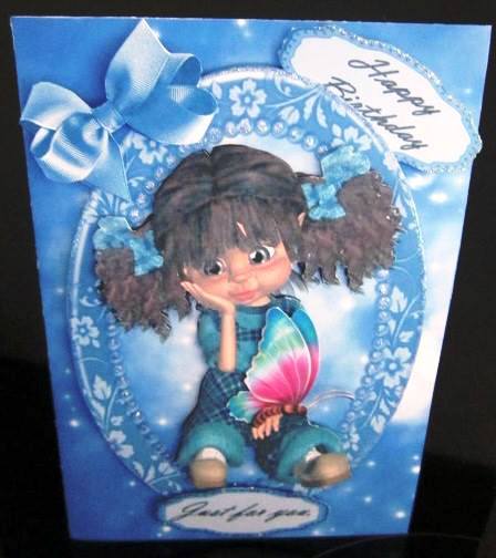 Cute Little Girl with Blue Bow's in Her Hair by Margarette Blakeborough