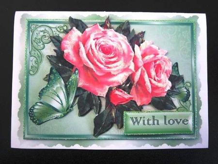 Beauty, Beautiful Pink Roses with Butterflies by Margarette Blakeborough