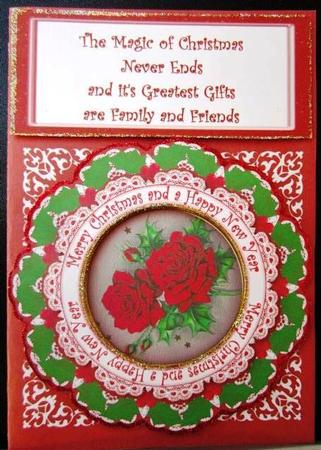 Red Roses Merry Christmas 8in Doily Shaker Cf Mini Kit by Margarette Blakeborough