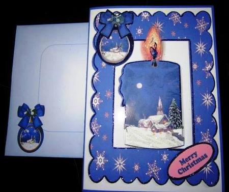 Purple Candle with Snow Scene and Bauble by Margarette Blakeborough