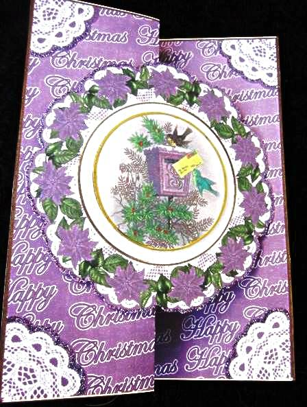 Lilac Postbox Doily Faux Fold Back Card Mini Kit by Margarette Blakeborough