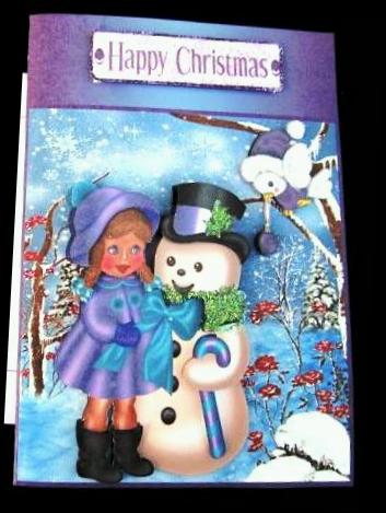 Lovely Little Girl with Snowman and Robin Mini Kit 8x8 by Margarette Blakeborough