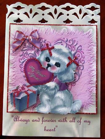My Heart is Yours Cute Little Pooch with Heart 8x8 by Margarette Blakeborough