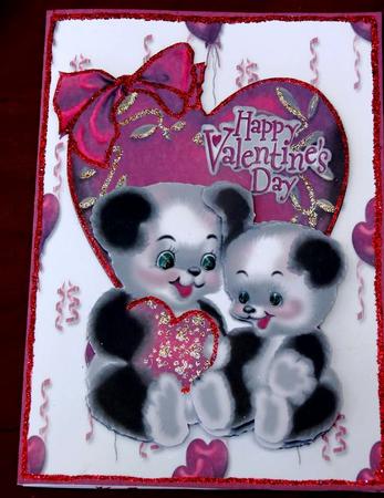 Be Mine! Cute Pair of Love Pandas on a Heart by Margarette Blakeborough