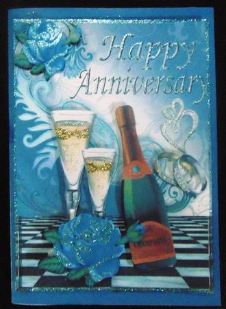 Champagne for an Anniversary with Blue Roses by Margarette Blakeborough