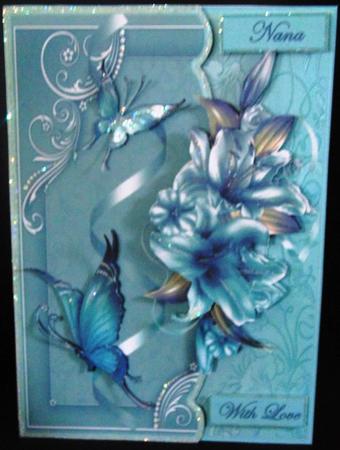 Lily and Butterfly Card with Decoupage by Margarette Blakeborough