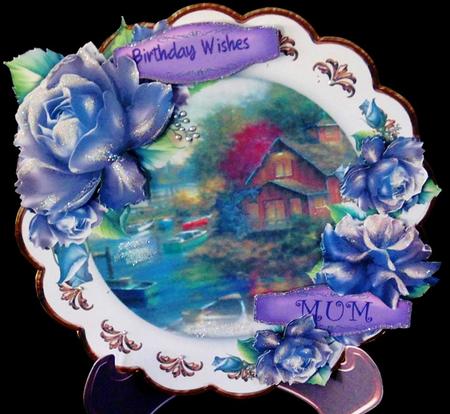 Lovely Plate and Stand, Shades of Summer by Margarette Blakeborough
