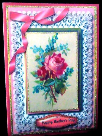 Beautiful Tapestry Rose on Stunning Lace  by Margarette Blakeborough