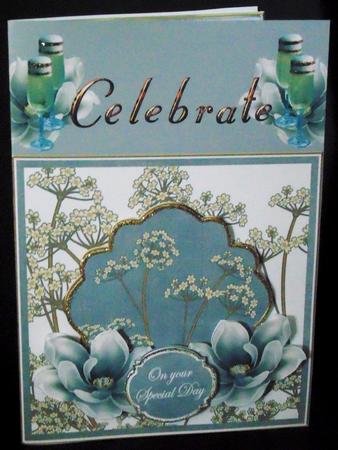 Silver Magnolia Special Day 7in Time Flower Decoupage Topper by Margarette Blakeborough