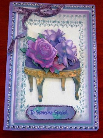 Lovely Lilac Roses in a Pearl Frame by Margarette Blakeborough