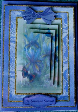 Beautiful Irises on Dusky Lilac Artdecko Frame by Margarette Blakeborough
