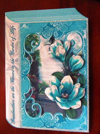 In the Garden Blue Magnolias Folded Book by Margarette Blakeborough